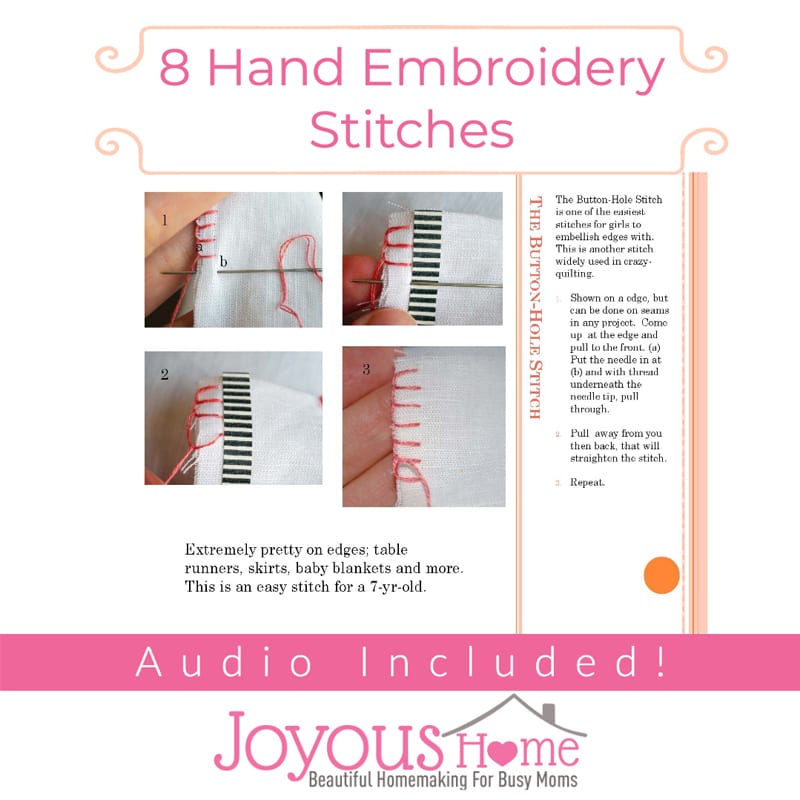 Read more about the article 8 Hand Embroidery Stitches to Teach Your Girls – Audio Included