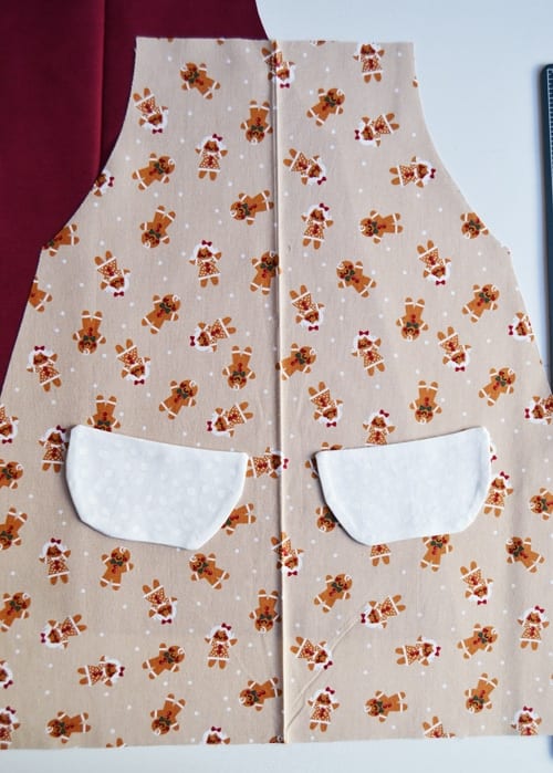 Adding pockets to an apron.