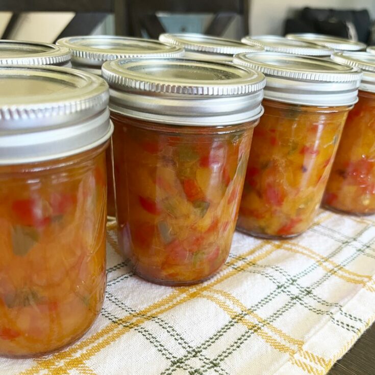 Peach and Hot Pepper Jam in Jars