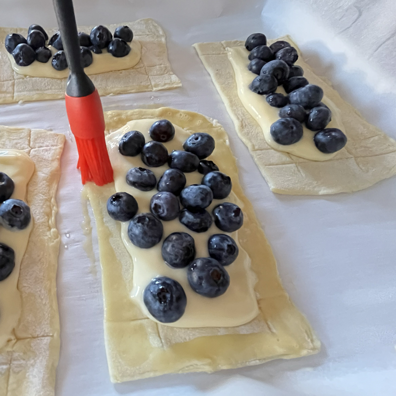 Easy Blueberry Cream Cheese Danish with Puff Pastry 47 Brush puff pastry with egg wash for a golden color!
