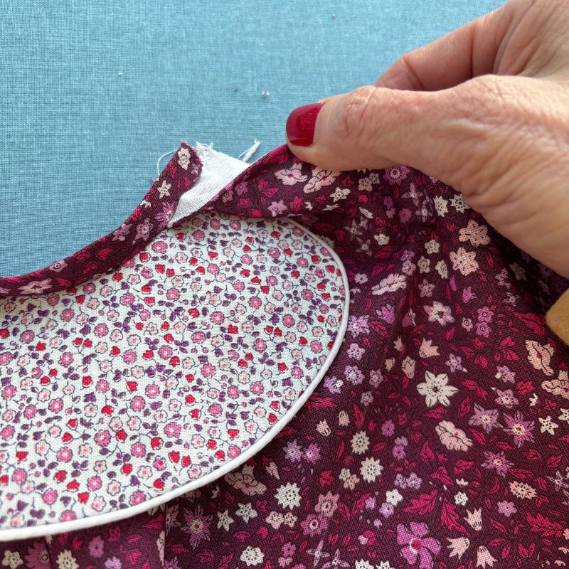 How to Sew a Child's Dress Collar with Piping 14 Use self facing on child's dress